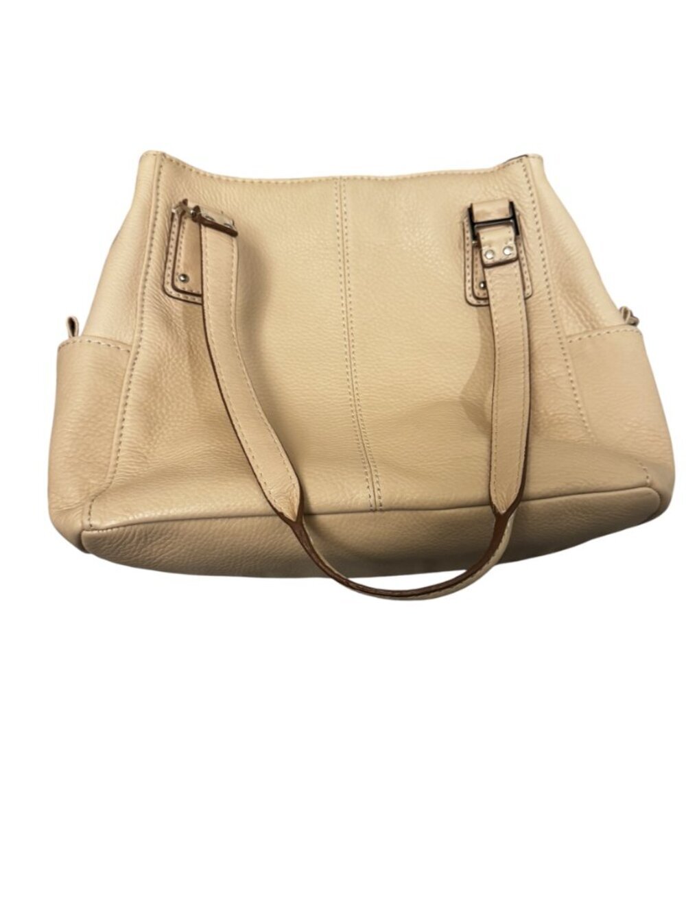 NWOT Fossil Beige Leather Shoulder Bag Large Tote Purse Everyday Carry - Picture 5 of 7